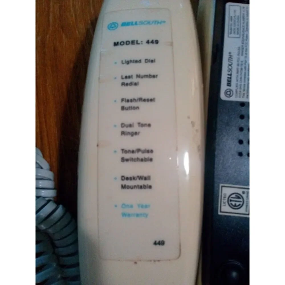 Bell South Telephone Handheld Desk Wall Mountable Push Button Hard Wired Light
